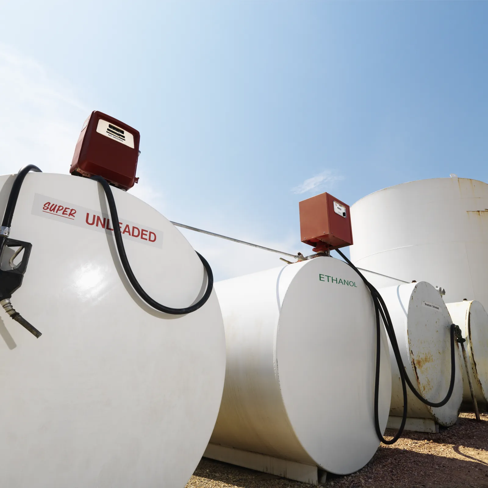 Aboveground fuel storage tanks with dispensers (representative image)